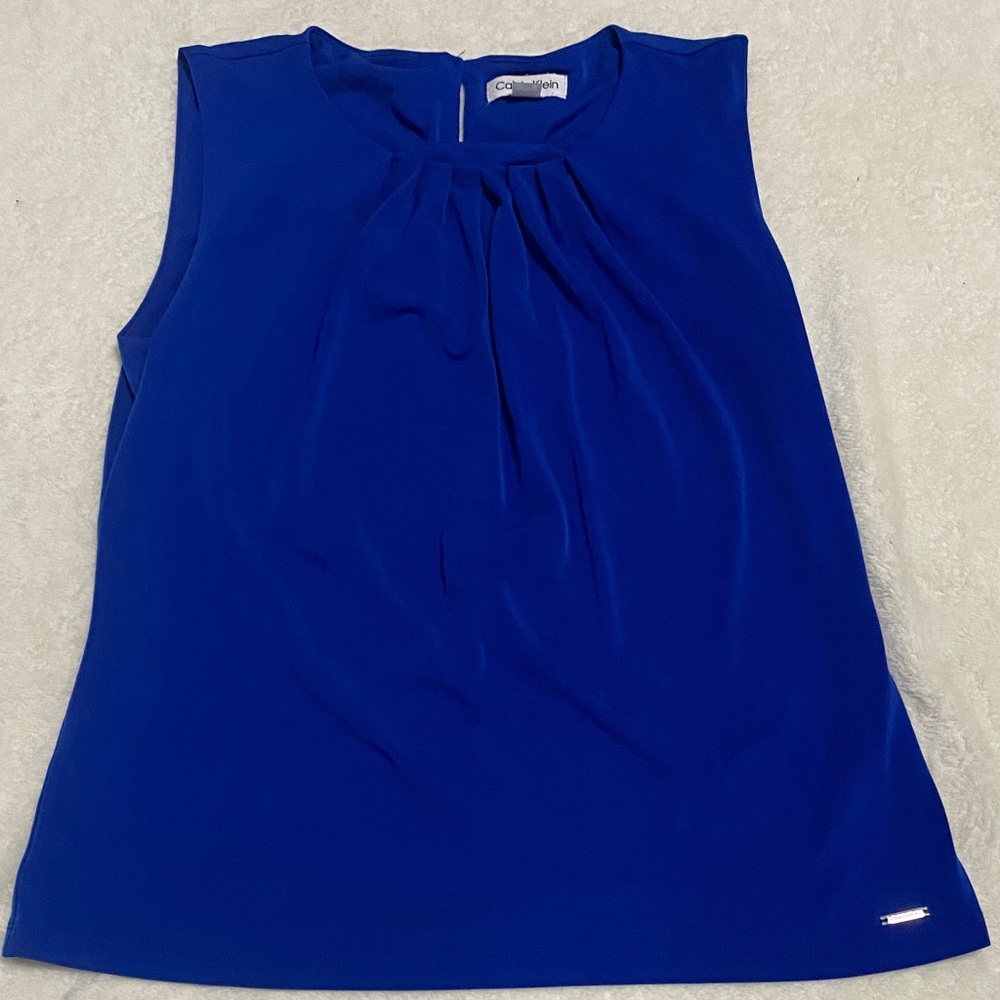 Calvin Klein Royal Blue Sleeveless Blouse Size Large
